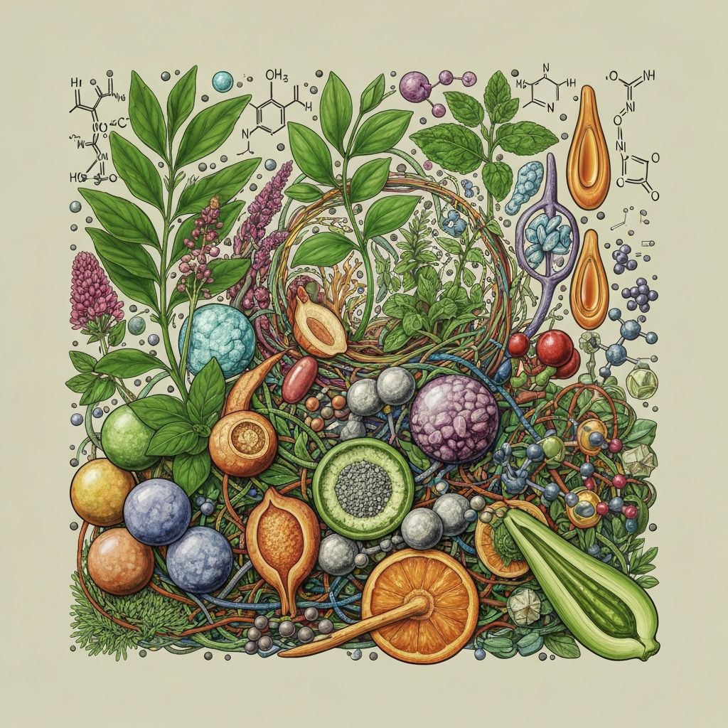 Abstract representation of botanical science and natural compounds